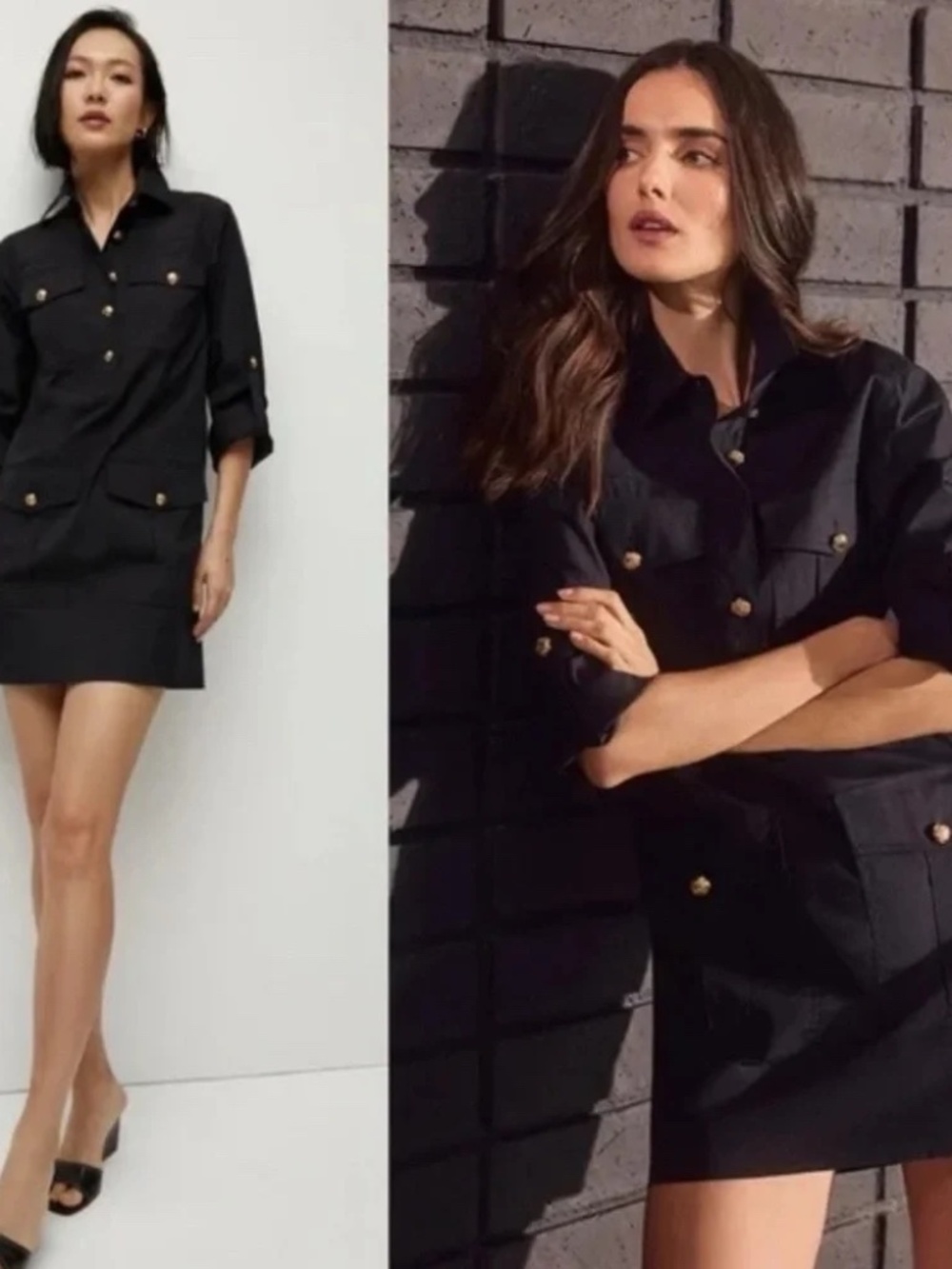 Veronica Beard Saude Mini Cargo Dress Long/Short Tab Sleeve Navy Poplin Sz 10